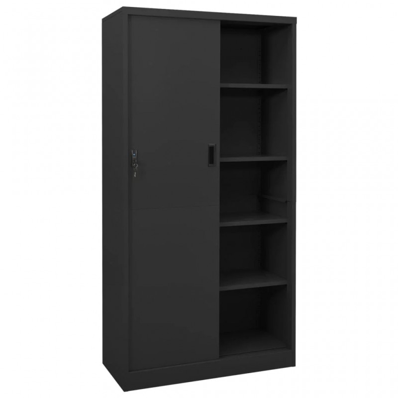 Office Cabinet with Sliding Door Anthracite 90x40x180 cm Steel Office Cabinet with Sliding Door Anthracite 90x40x180 cm Steel