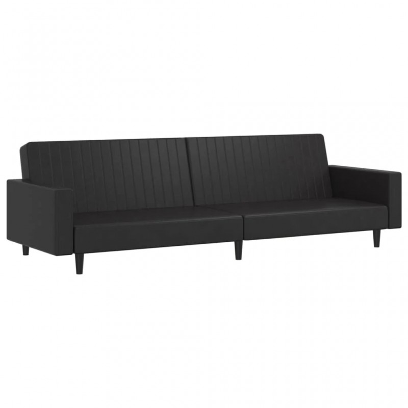 2-Seater Sofa Bed Black Faux Leather 2-Seater Sofa Bed Black Faux Leather