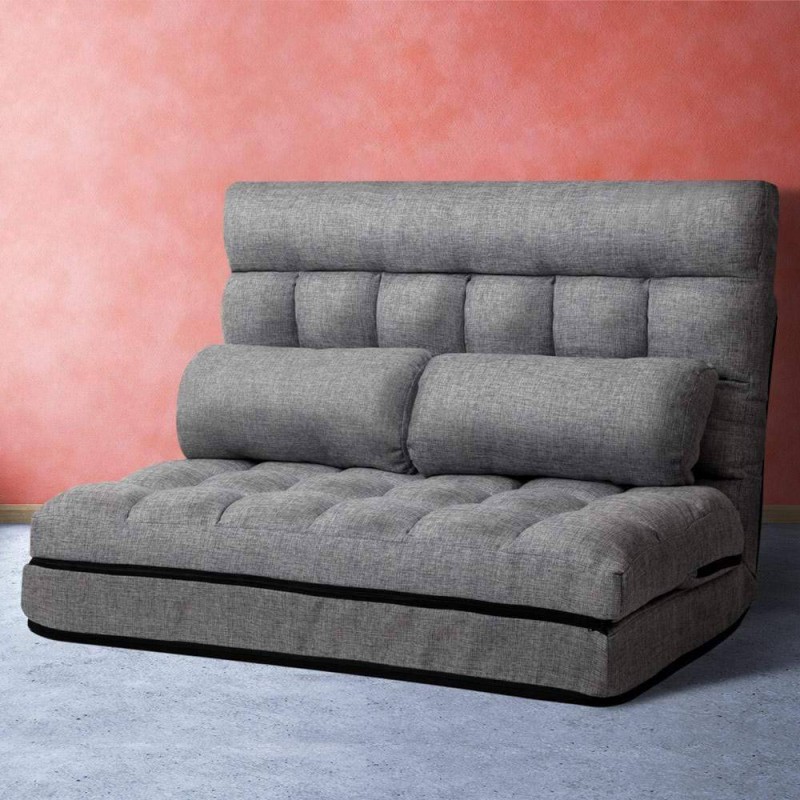 Artiss Lounge Sofa Bed 2-seater Grey Fabric Artiss Lounge Sofa Bed 2-seater Grey Fabric