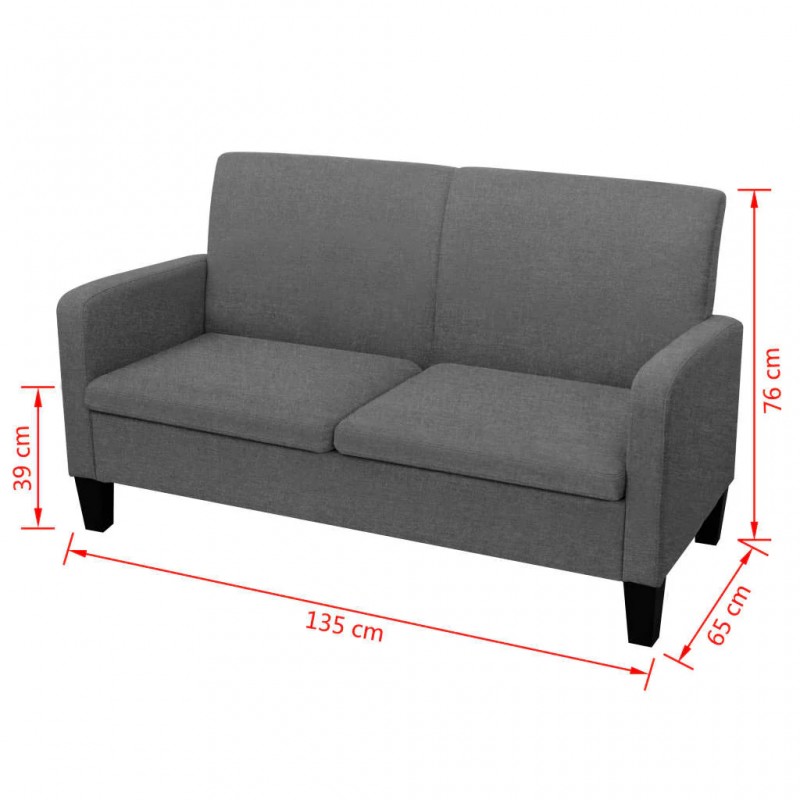 2-Seater Sofa 135x65x76 cm Dark Grey 2-Seater Sofa 135x65x76 cm Dark Grey