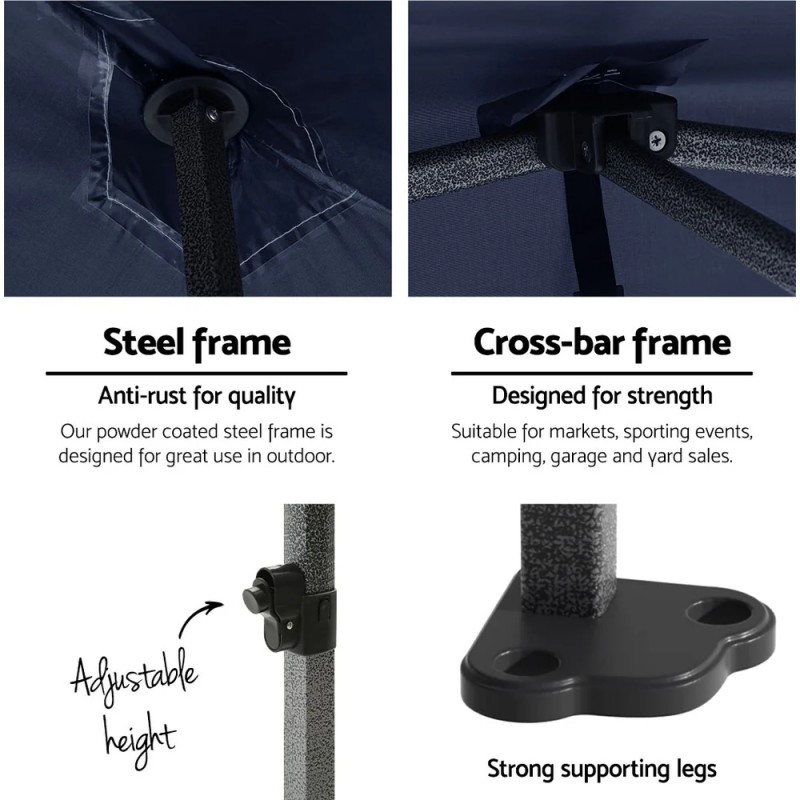 Instahut Gazebo Pop Up Marquee 3x3m Folding Tent Wedding Outdoor Camping Canopy Gazebos Shade Navy Instahut Gazebo Pop Up Marquee 3x3m Folding Tent Wedding Outdoor Camping Canopy Gazebos Shade Navy