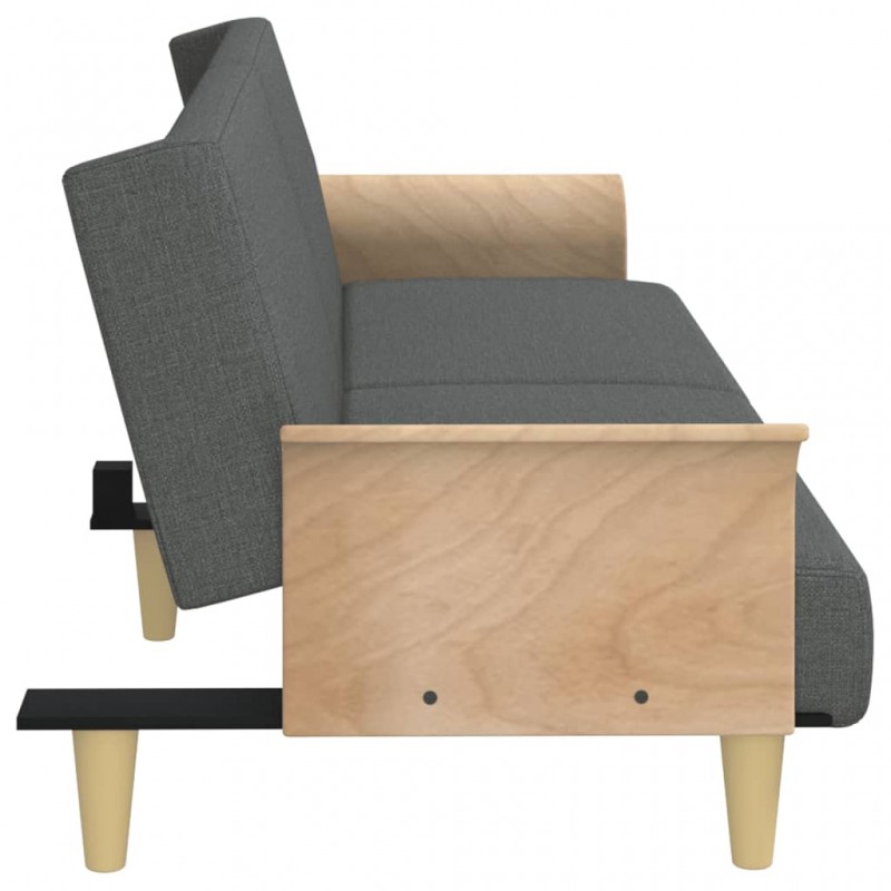 Sofa Bed with Armrests Dark Grey Fabric Sofa Bed with Armrests Dark Grey Fabric