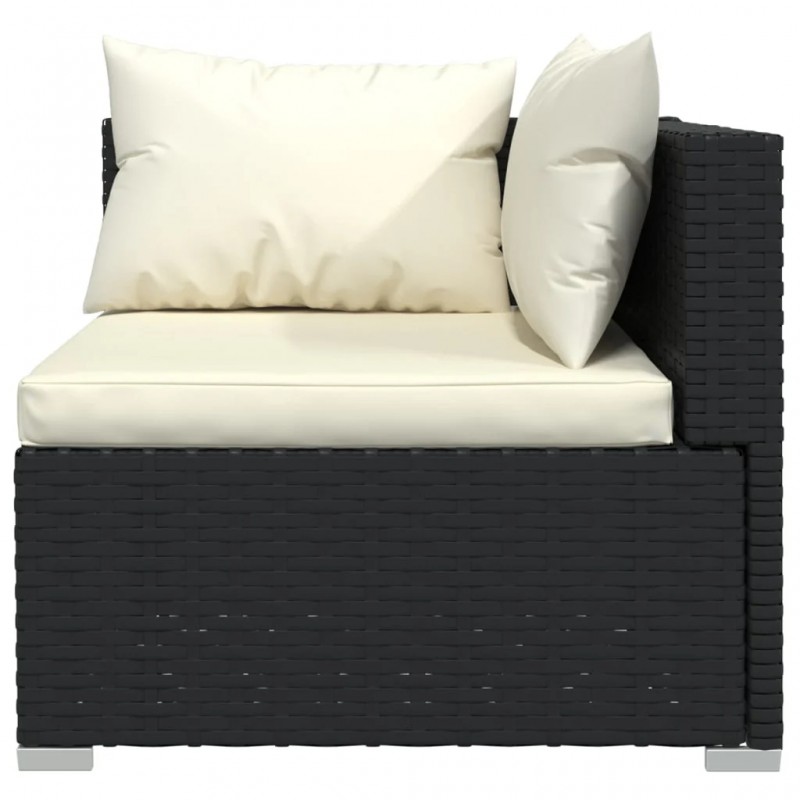 2-Seater Sofa with Cushions Black Poly Rattan 2-Seater Sofa with Cushions Black Poly Rattan