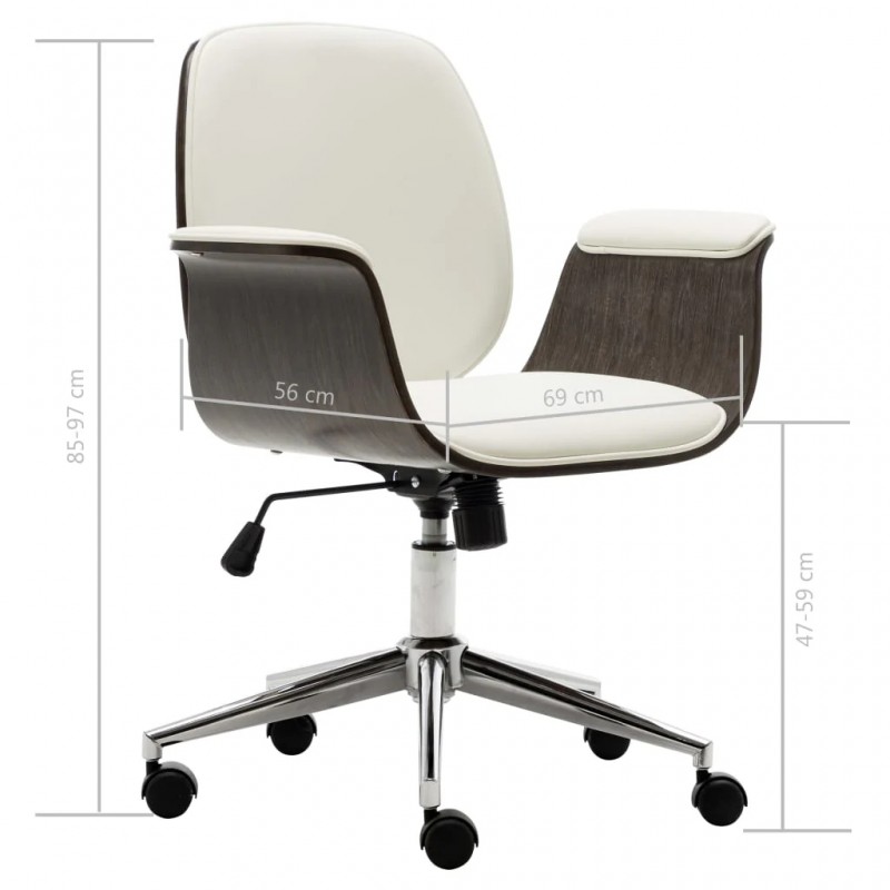 Office Chair White Bent Wood and Faux Leather Office Chair White Bent Wood and Faux Leather