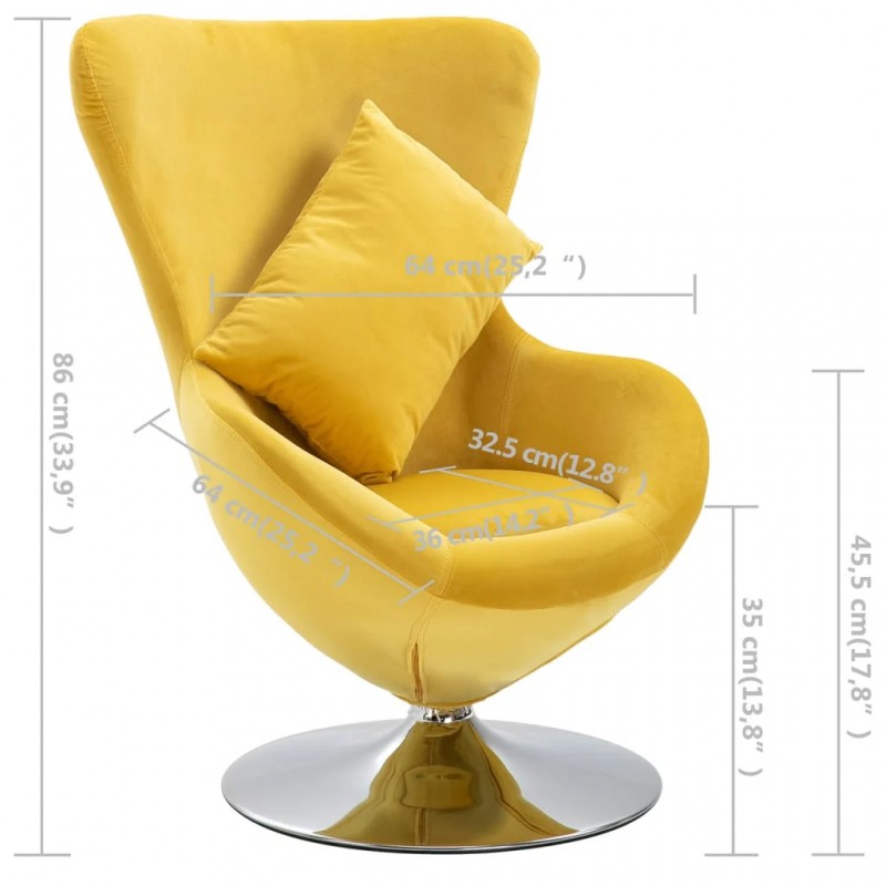 Swivel Egg Chair with Cushion Yellow Velvet Swivel Egg Chair with Cushion Yellow Velvet