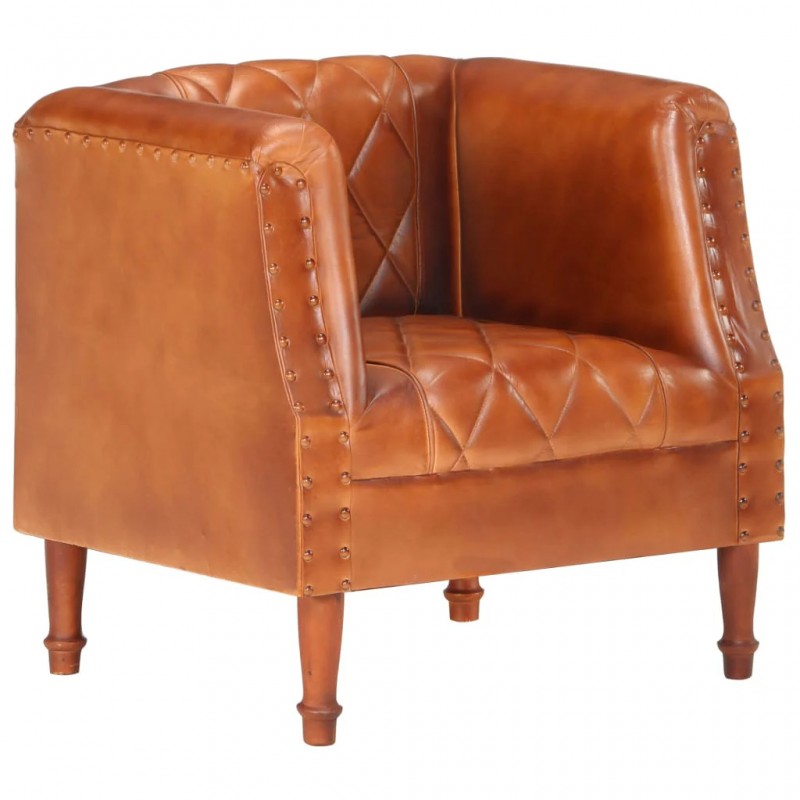 Tub Chair Brown Real Goat Leather Tub Chair Brown Real Goat Leather