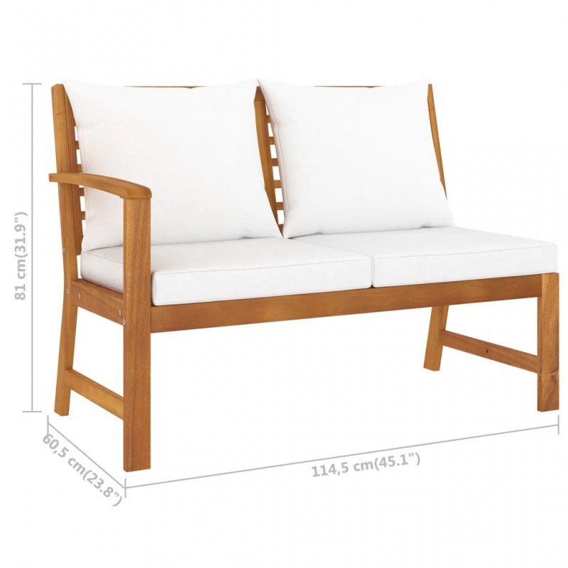 4 Piece Garden Lounge Set with Cushion Cream Solid Acacia Wood 4 Piece Garden Lounge Set with Cushion Cream Solid Acacia Wood