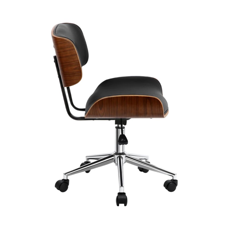 Artiss Wooden Office Chair Fabric Seat Black Artiss Wooden Office Chair Fabric Seat Black