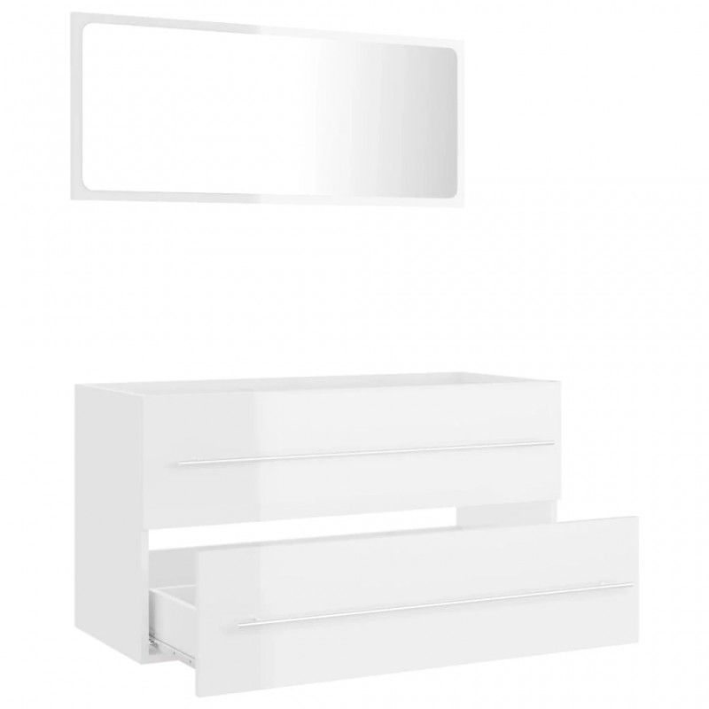 2 Piece Bathroom Furniture Set High Gloss White Engineered Wood 2 Piece Bathroom Furniture Set High Gloss White Engineered Wood