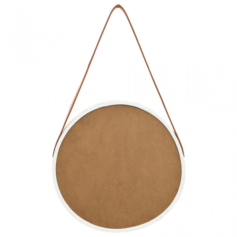 Wall Mirror with Strap 40 cm White Wall Mirror with Strap 40 cm White