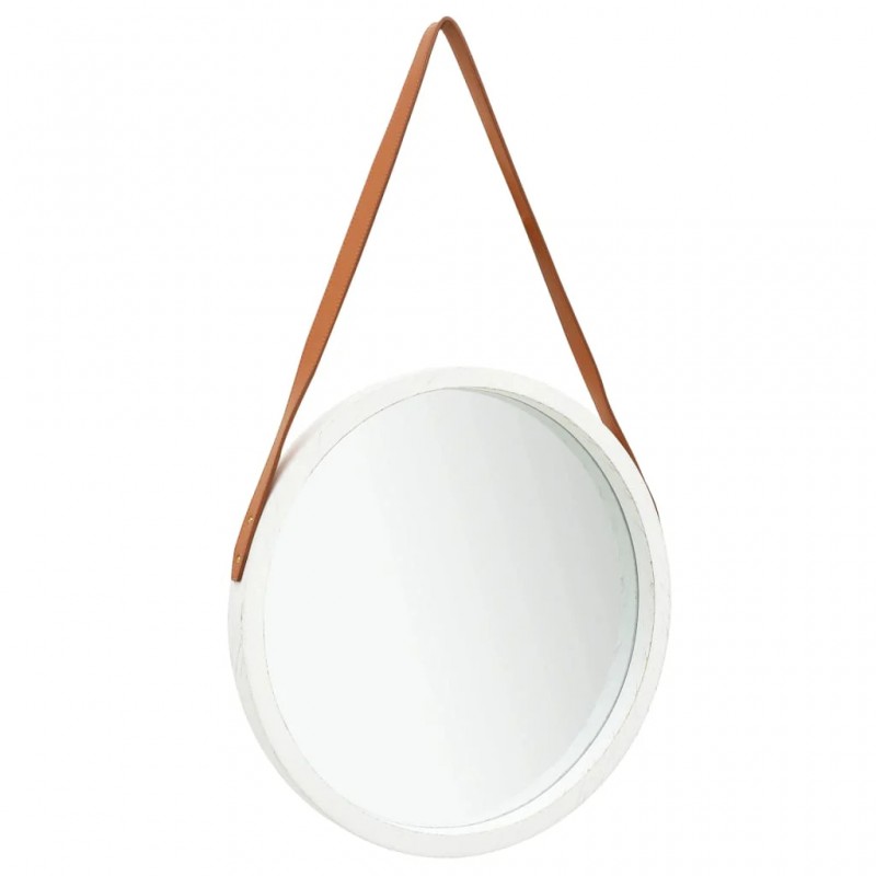 Wall Mirror with Strap 50 cm White Wall Mirror with Strap 50 cm White
