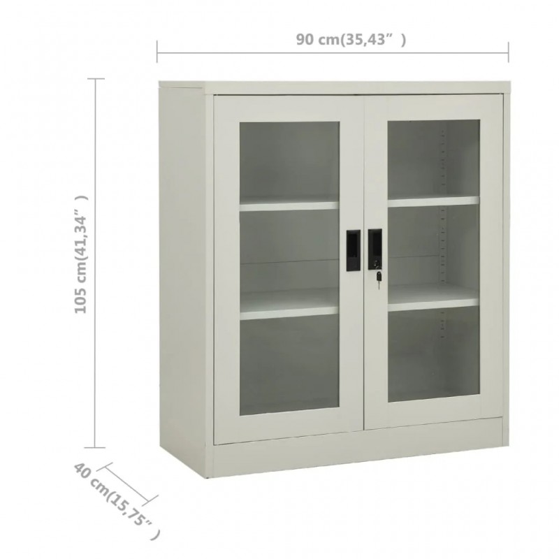 Office Cabinet Light Grey 90x40x105 cm Steel Office Cabinet Light Grey 90x40x105 cm Steel