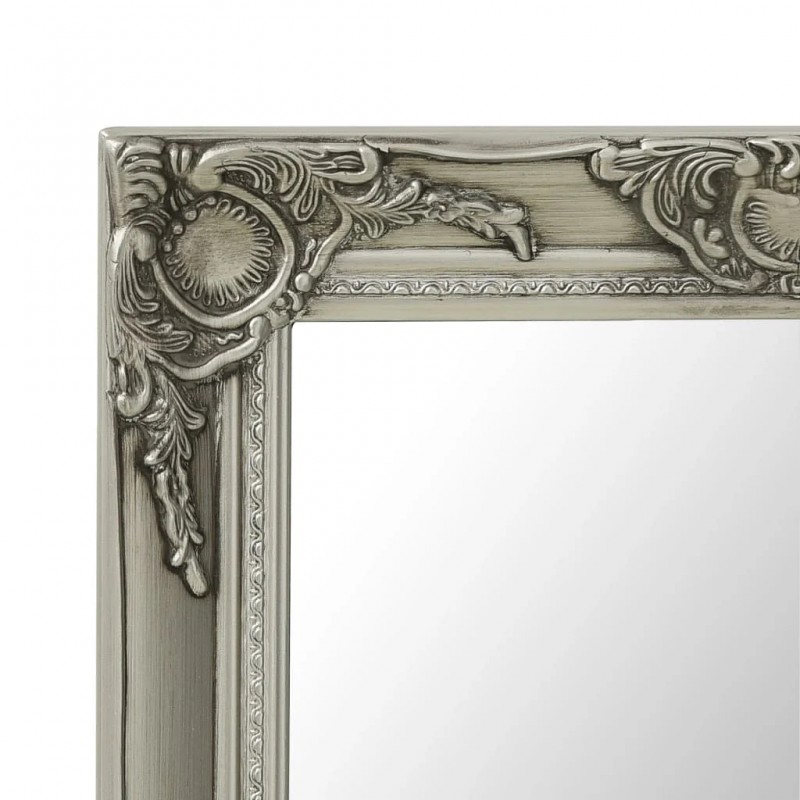 Wall Mirror Baroque Style 50x60 cm Silver Wall Mirror Baroque Style 50x60 cm Silver