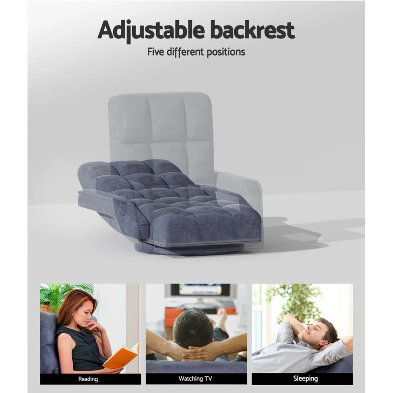 Artiss Floor Lounge Sofa Bed Swivel Charcoal Artiss Floor Lounge Sofa Bed Swivel Charcoal