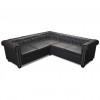 Chesterfield Corner Sofa 5-Seater Artificial Leather Black