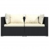 2-Seater Sofa with Cushions Black Poly Rattan