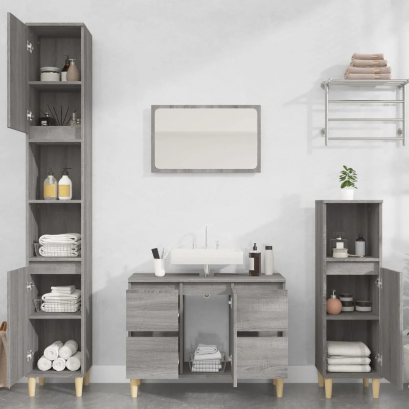 Sink Cabinet Grey Sonoma 80x33x60 cm Engineered Wood Sink Cabinet Grey Sonoma 80x33x60 cm Engineered Wood