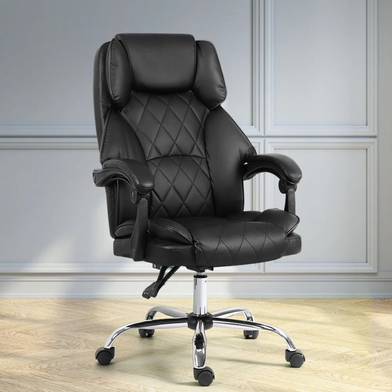 Artiss Executive Office Chair Leather Recliner Black Artiss Executive Office Chair Leather Recliner Black