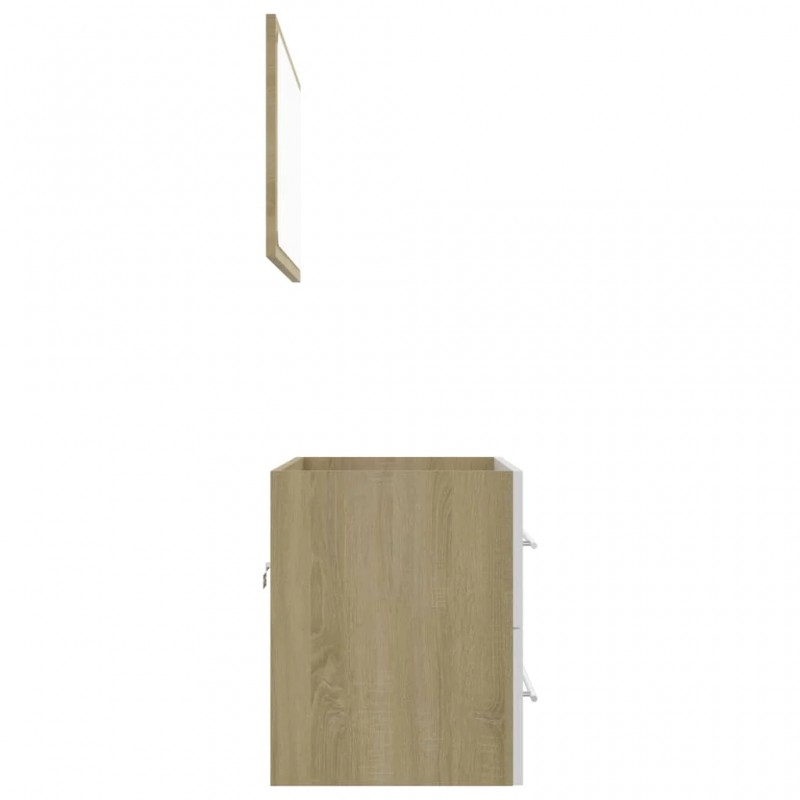 2 Piece Bathroom Furniture Set White and Sonoma Oak Engineered Wood 2 Piece Bathroom Furniture Set White and Sonoma Oak Engineered Wood