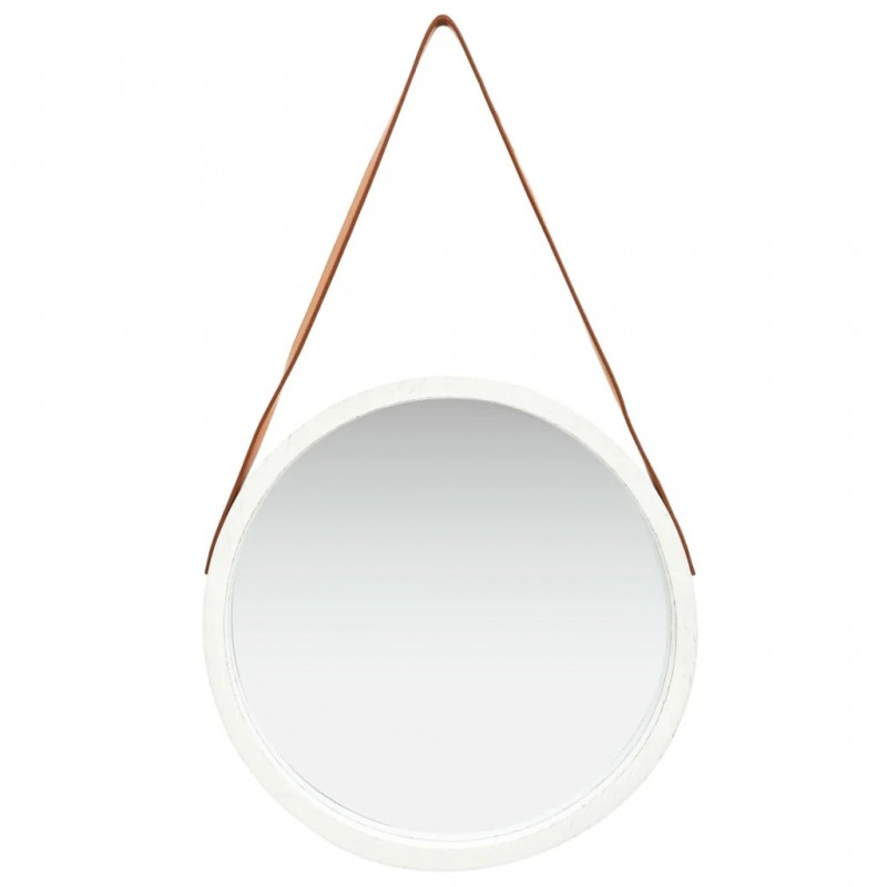 Wall Mirror with Strap 50 cm White Wall Mirror with Strap 50 cm White