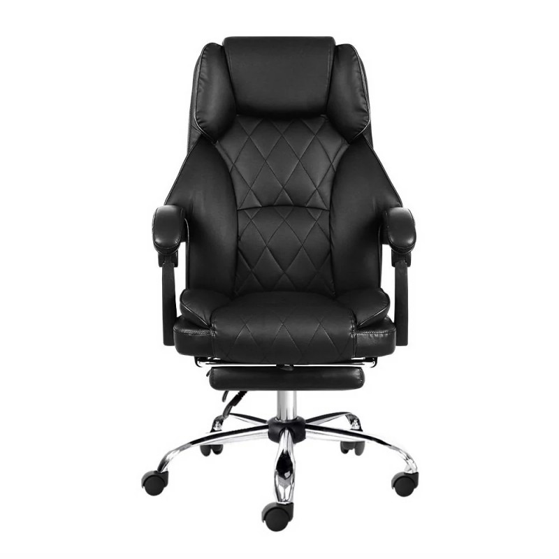 Artiss Executive Office Chair Leather Footrest Black Artiss Executive Office Chair Leather Footrest Black