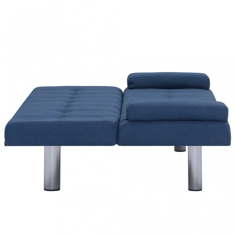 Sofa Bed with Two Pillows Blue Polyester Sofa Bed with Two Pillows Blue Polyester
