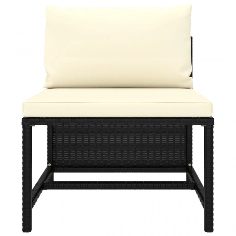 4-Seater Garden Sofa with Cushions Black Poly Rattan 4-Seater Garden Sofa with Cushions Black Poly Rattan
