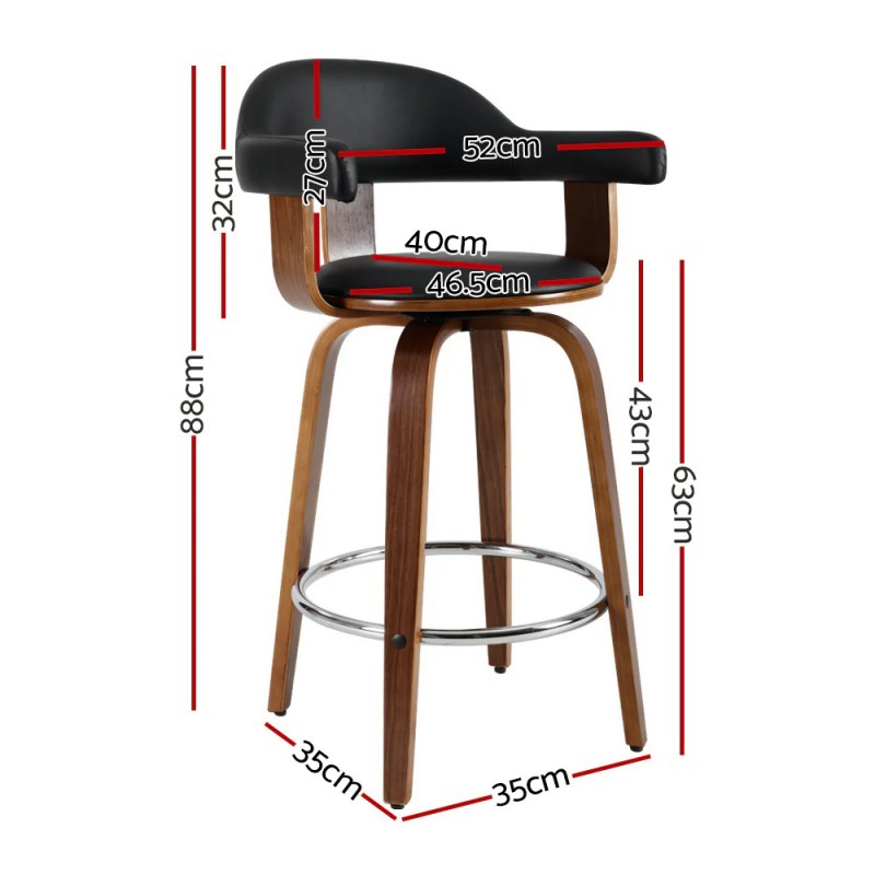 Artiss 2x Bar Stools Leather Seat Wooden Legs Artiss 2x Bar Stools Leather Seat Wooden Legs