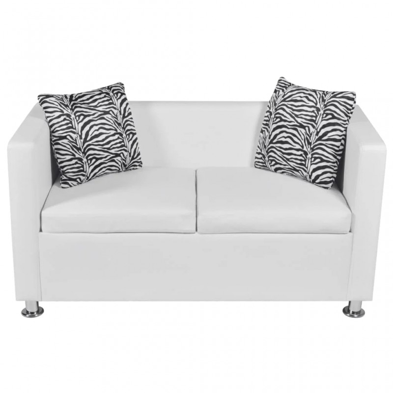 Sofa Set Artificial Leather 3-Seater and 2-Seater White Sofa Set Artificial Leather 3-Seater and 2-Seater White