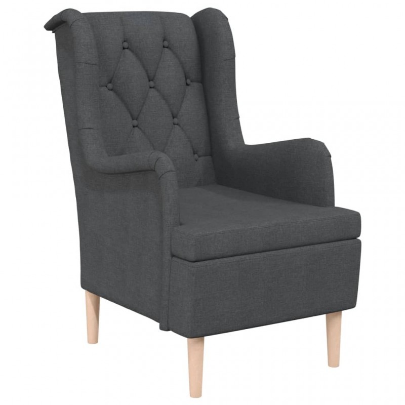 Armchair with Solid Rubber Wood Feet Dark Grey Fabric Armchair with Solid Rubber Wood Feet Dark Grey Fabric