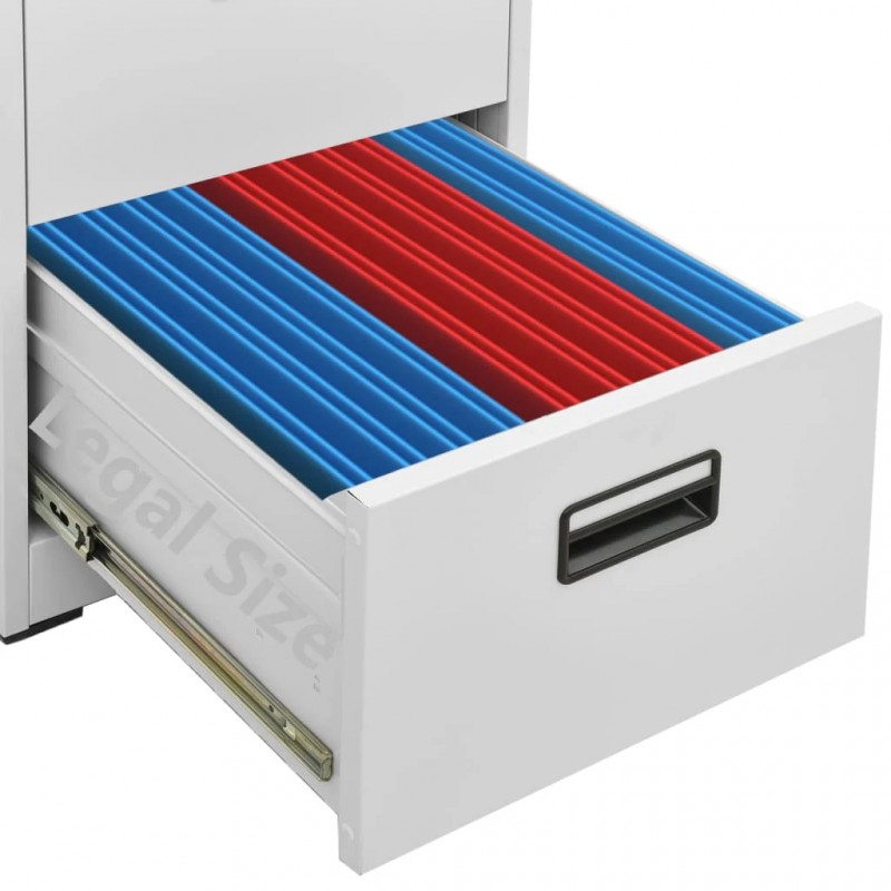 Filing Cabinet Light Grey 46x62x133 cm Steel Filing Cabinet Light Grey 46x62x133 cm Steel