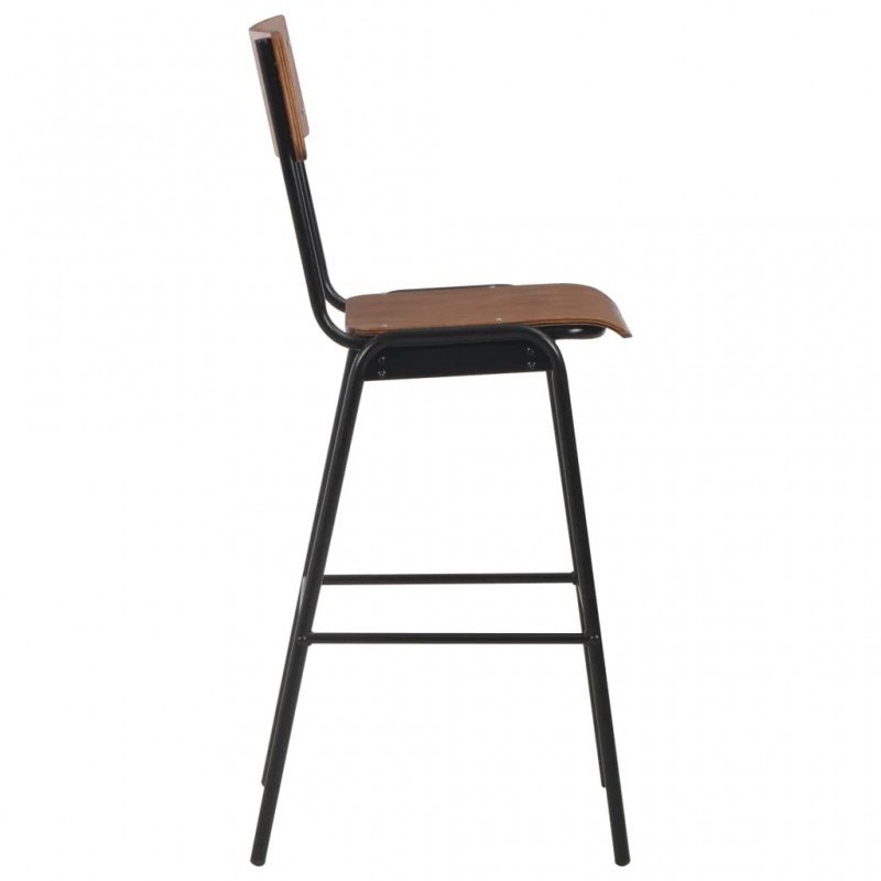 Bar Chairs 2 pcs Brown Solid Plywood Steel Bar Chairs 2 pcs Brown Solid Plywood Steel