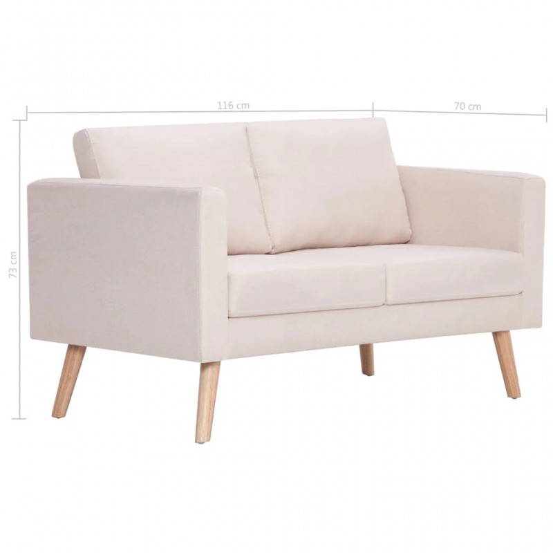 2-Seater Sofa Fabric Cream 2-Seater Sofa Fabric Cream