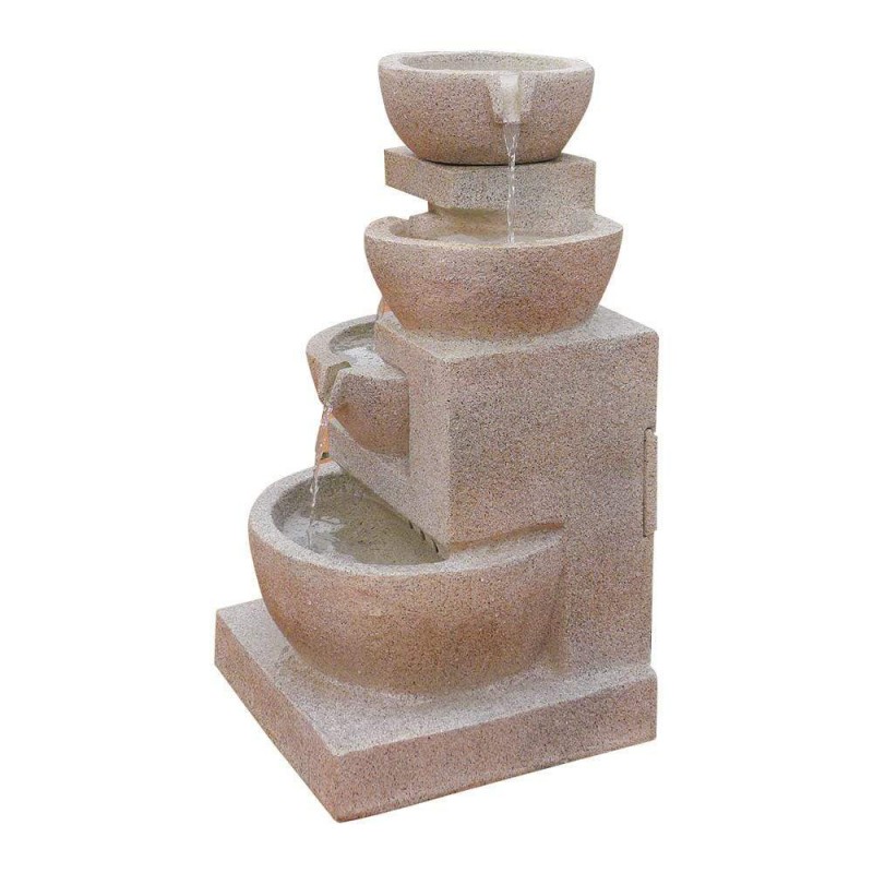 Gardeon Solar Water Feature with LED Lights 4-Tier Sand 72cm Gardeon Solar Water Feature with LED Lights 4-Tier Sand 72cm