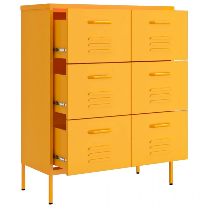 Drawer Cabinet Mustard Yellow 80x35x101.5 cm Steel Drawer Cabinet Mustard Yellow 80x35x101.5 cm Steel