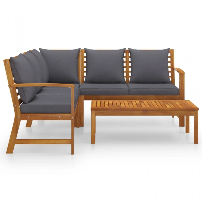 4 Piece Garden Lounge Set with Cushion Solid Acacia Wood 4 Piece Garden Lounge Set with Cushion Solid Acacia Wood