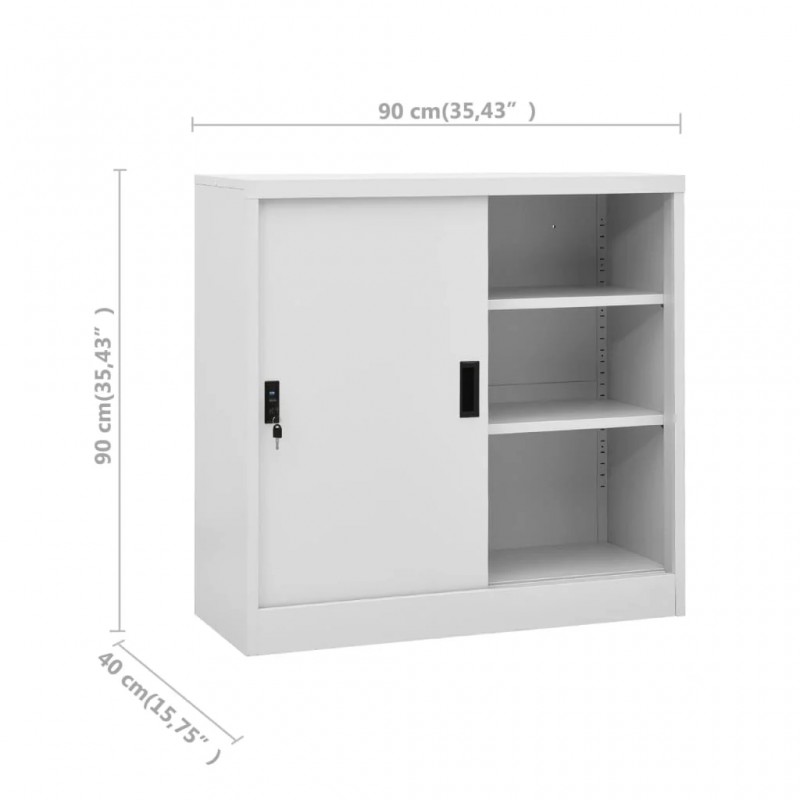 Office Cabinet with Sliding Door Light Grey 90x40x90 cm Steel Office Cabinet with Sliding Door Light Grey 90x40x90 cm Steel