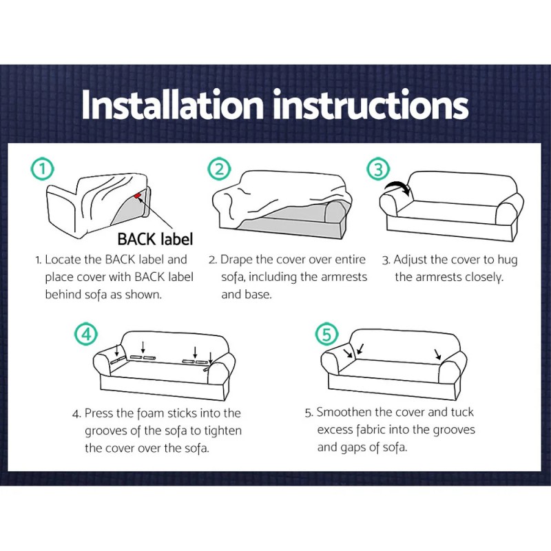 Artiss Sofa Cover Couch Covers 3 Seater High Stretch Grey Artiss Sofa Cover Couch Covers 3 Seater High Stretch Grey