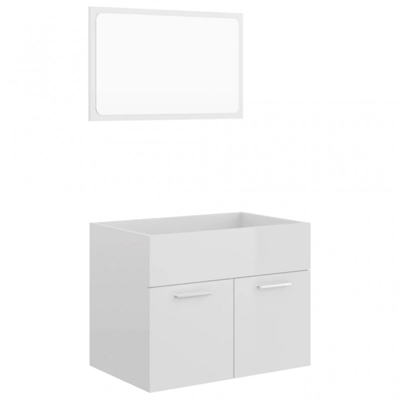 2 Piece Bathroom Furniture Set High Gloss White Engineered Wood 2 Piece Bathroom Furniture Set High Gloss White Engineered Wood