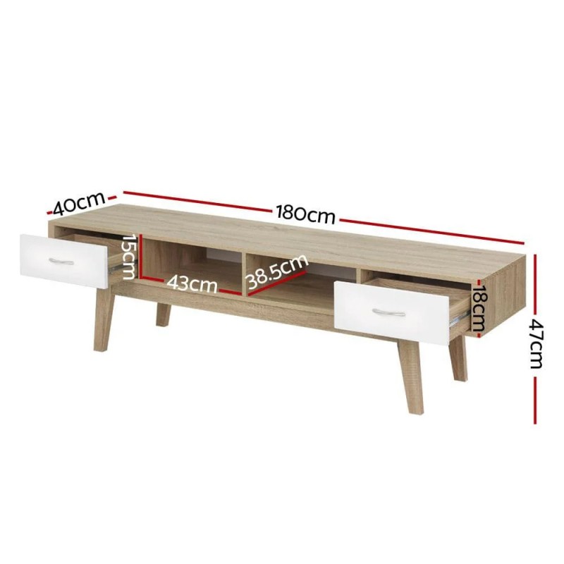 Artiss TV Cabinet Entertainment Unit 180cm Oak White Gary Artiss TV Cabinet Entertainment Unit 180cm Oak White Gary