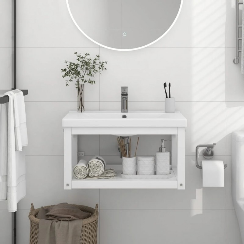 Wall-mounted Bathroom Washbasin Frame White 59x38x31 cm Iron Wall-mounted Bathroom Washbasin Frame White 59x38x31 cm Iron
