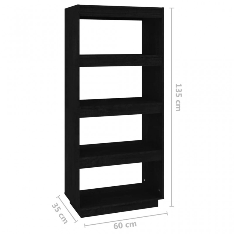 Book Cabinet/Room Divider Black 60x35x135 cm Solid Pinewood Book Cabinet/Room Divider Black 60x35x135 cm Solid Pinewood