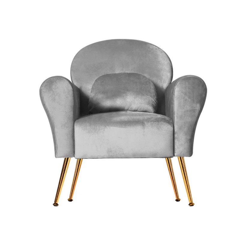 Artiss Armchair Lounge Chair Accent Armchairs Chairs Sofa Grey Velvet Cushion Artiss Armchair Lounge Chair Accent Armchairs Chairs Sofa Grey Velvet Cushion
