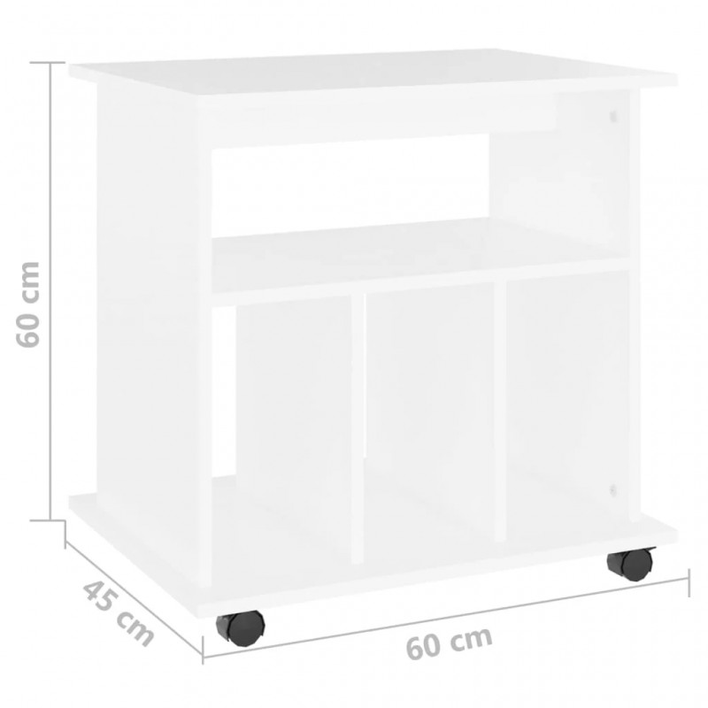 Rolling Cabinet White 60x45x60 cm Engineered Wood Rolling Cabinet White 60x45x60 cm Engineered Wood