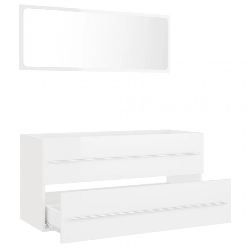 2 Piece Bathroom Furniture Set High Gloss White Engineered Wood 2 Piece Bathroom Furniture Set High Gloss White Engineered Wood