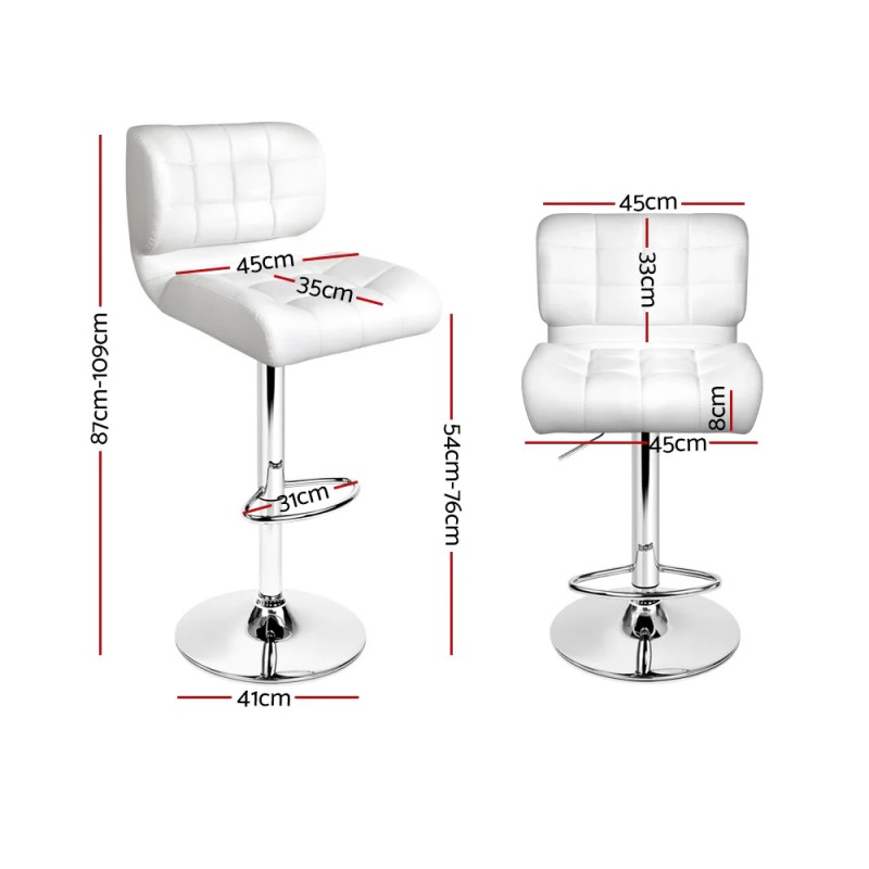 Artiss 4x Bar Stools Gas Lift Leather Padded White Artiss 4x Bar Stools Gas Lift Leather Padded White