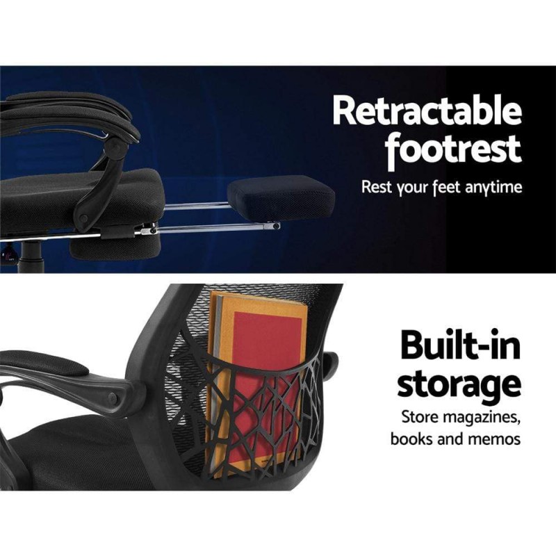 Artiss Mesh Office Chair Recliner Black Artiss Mesh Office Chair Recliner Black