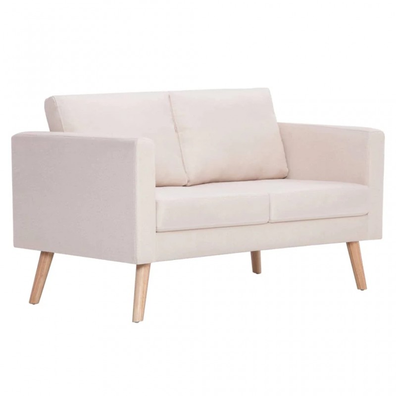 2-Seater Sofa Fabric Cream 2-Seater Sofa Fabric Cream