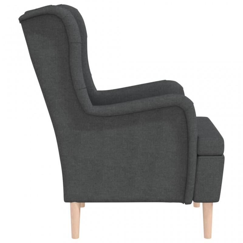 Armchair with Solid Rubber Wood Feet Dark Grey Fabric Armchair with Solid Rubber Wood Feet Dark Grey Fabric