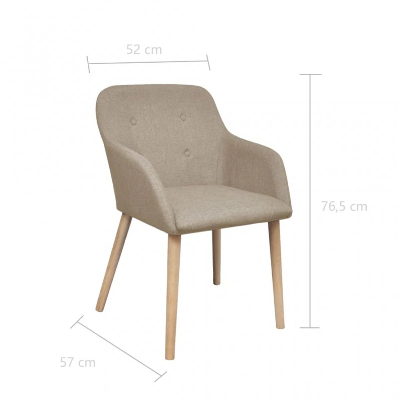 Dining Chairs 2 pcs Beige Fabric and Solid Oak Wood Dining Chairs 2 pcs Beige Fabric and Solid Oak Wood